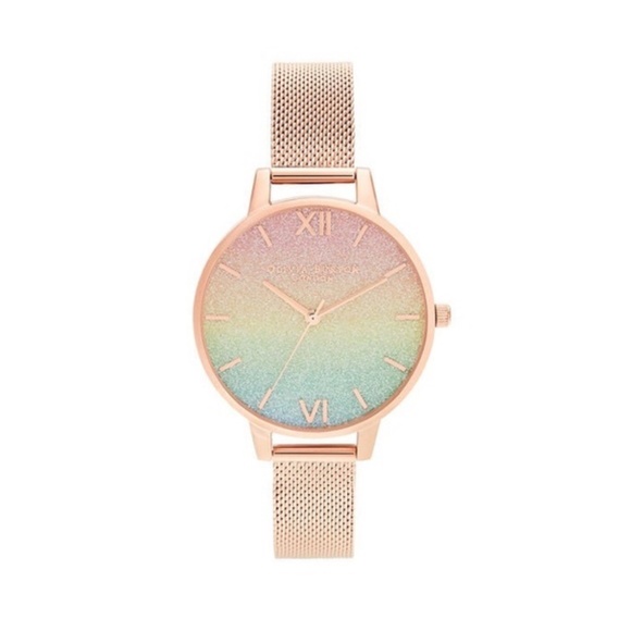 Olivia Burton London Rose Gold Ombré Glitter Watch - Picture 1 of 9